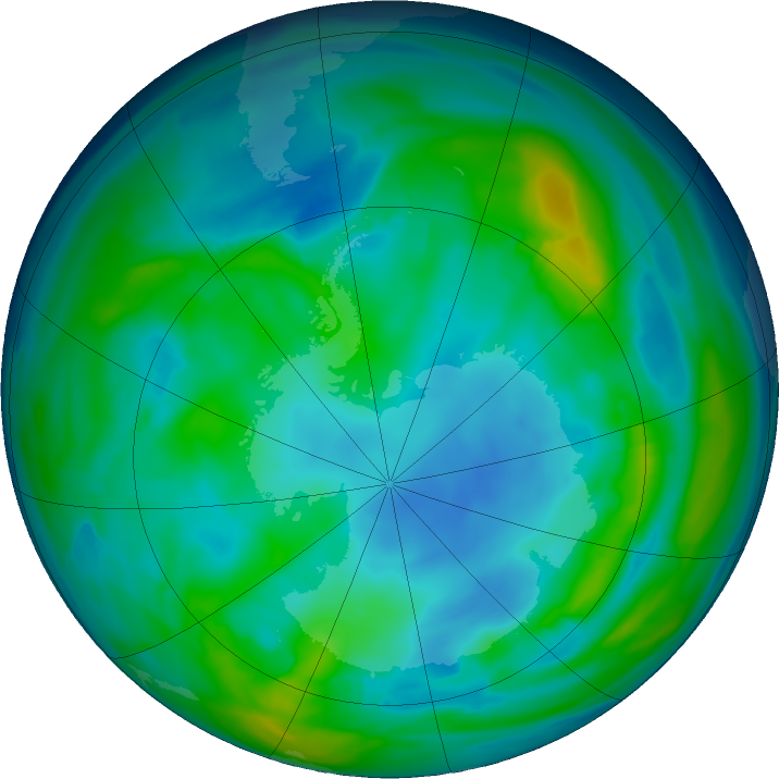 Antarctic ozone map for 17 May 2024